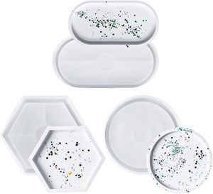 DIY <b>Crystal</b> Epoxy Mold Oval Table Holder Coaster Silicone Mold Resin Making <b>Mirror</b> Tray Mold - Product Image 4