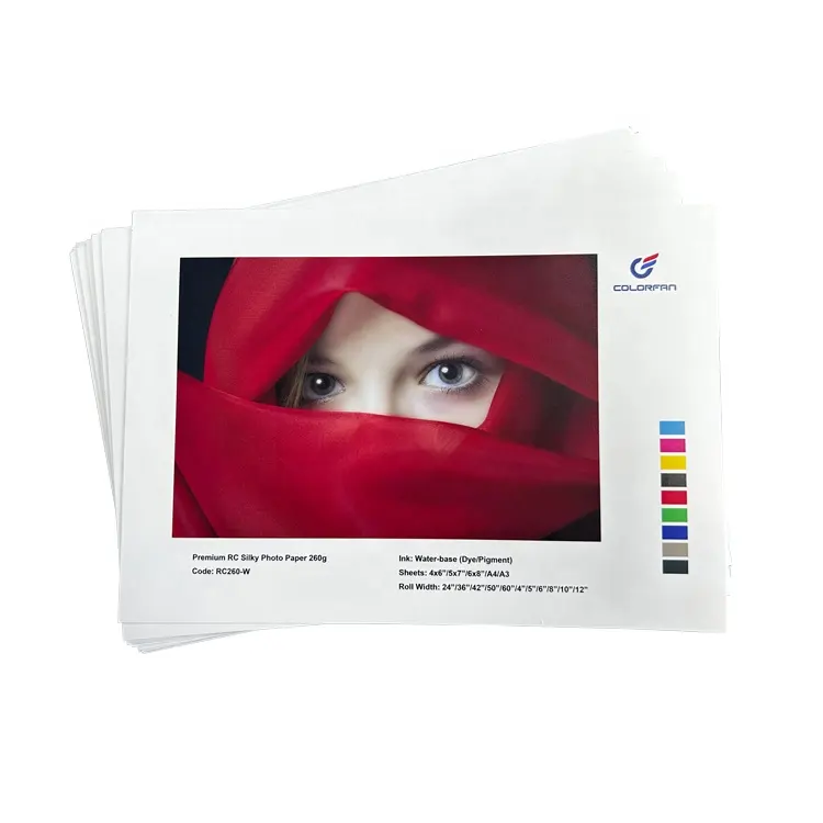 Hot Sale 260gsm High Glossy Photo Paper For Inkjet Printer And Printing A4 sheets from colorfan