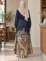 Ensemble robe et jupe à motifs élégants AW0293, vêtements musulmans islamiques haut de gamme, hijabs, style décontracté, pour tous les jours