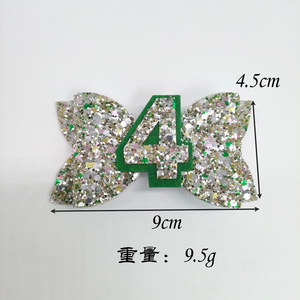 All'ingrosso fermaglio per capelli in tessuto verde personalizzato buon anniversario di compleanno con fiocco per capelli glitterato per donne bambini bambini fascia per ragazze - Product Image 5