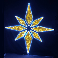 Décoration de Noël suspendue, étoile brillante 2D, motif lumineux LED pour extérieur, décoration murale suspendue pour le Ramadan