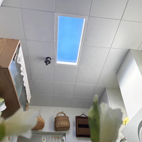 Plafonnier LED intelligent Niko pour maison connectée avec panneau de lumière naturelle effet ciel bleu, indice de protection IP54 pour utilisation intérieure/extérieure