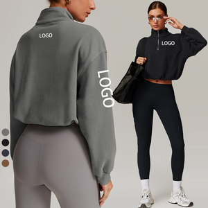 Vêtements d'<span class=keywords><strong>hiver</strong></span> pour femmes personnalisés Fabricants de sweats à <span class=keywords><strong>capuche</strong></span> zippés à manches longues de haute qualité Crop Top Hoodies pour femmes - Product Image 1