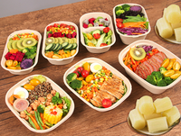 Conteneur alimentaire jetable biodégradable en gros, boîte à lunch en pulpe de canne à sucre avec pelliculage brillant