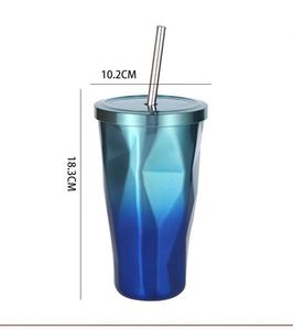 Bouteille d'eau isotherme en acier inoxydable à double paroi de 500 ml avec logo personnalisé, mug de voyage pour café avec paille en métal - Product Image 3