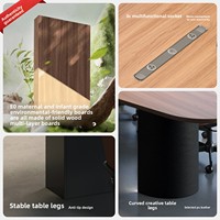 Table de conférence en bois massif HYZ-202X, bureau moderne minimaliste incurvé, forme alien, luxe léger, coins arrondis créatifs