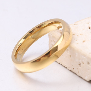 Bague tendance 4mm 6mm 8mm en acier inoxydable plaqué or, design géométrique simple, bijou unisexe, cadeau - Product Image 3
