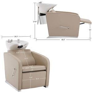 Moderna y Duradera Cama de Lavado de Cabello Impermeable <span class=keywords><strong>para</strong></span> Salón de Belleza, Mueble <span class=keywords><strong>para</strong></span> Baño y Peluquería con Reposapiés Ajustable - Product Image 3