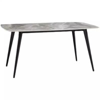 Ensemble Table à Manger Rectangulaire en Marbre Luxe Moderne et Chaises 4-6 Places, pour Restaurant, Salon, Pierre Frittée, Meubles Métalliques Design