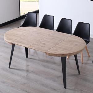Muebles de comedor para el hogar, <span class=keywords><strong>mesa</strong></span> de comedor <span class=keywords><strong>extensible</strong></span> <span class=keywords><strong>redonda</strong></span> a ovalada de madera MDF nórdica moderna con patas de metal - Product Image 4