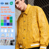 Veste en cuir véritable pour homme, style varsity, sur mesure, streetwear d'hiver, vintage, gaufrage, taille plus, gaufrage 3D