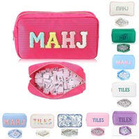 Sac Mahjong brodé transfrontalier à lettres, grande capacité, multifonctionnel, portable, en polyester pour le voyage et le rangement domestique