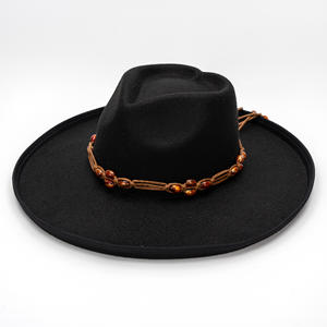 Sombrero Estilo Occidental Mexicano de Fieltro de Lana Sintética al por Mayor, Sombrero Fedora de Ala Plana para Hombre y Mujer, para Fiestas y Uso Casual - Product Image 6