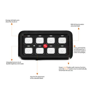 8 Gang Switch Panel LED Touch Control Panel Box Car Touch Switch Box Universal Momentary Switch With Fuse Block Label Stickers