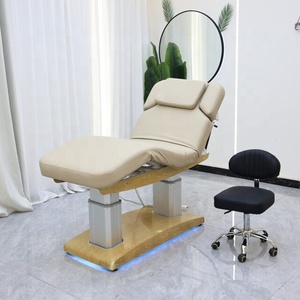 Table de massage électrique moderne pliable pour soins du visage avec dossier et repose-jambes réglables pour salon, spa, hôtel et atelier - Product Image 1