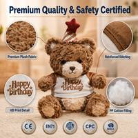 Produsen Mainan Boneka Plush Custom OEM Topi Beruang Teddy 28cm Hewan Boneka Bulu Sherpa Lucu untuk Souvenir Pesta Ulang Tahun