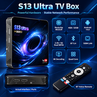 S13 Ultra Smart TV Box RK3539 Android 14 4GB 32GB 8K Quad Core Dual WIFI6 BT 5.4 100M LAN YouTube Bersertifikat AV1 OTA OEM ODM Logo