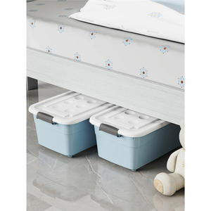 Boîte de rangement sous le lit, rectangulaire, en PP, avec roulettes, pour vêtements et literie, usage domestique, conteneur à vêtements en plastique plat - Product Image 3