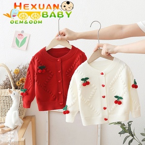 Cárdigan de Punto para <span class=keywords><strong>Niñas</strong></span> Estilo Coreano 2025 - Abrigo de Otoño con Estampado de Cerezas para Bebé - Product Image 2
