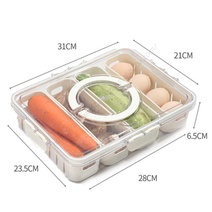 Contenedor de Almacenamiento para Refrigerador con 4 Compartimentos, Tapa, Cesta de Drenaje Extraíble y Bandeja Dividida para Servir, Venta al Por Mayor - Product Image 1