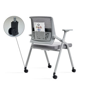 Chaise de bureau moderne en maille pliable et empilable OEM avec accoudoirs fixes pour l'école et l'hôtel - Product Image 1