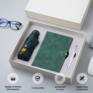 Coffrets cadeaux FUXI, coffret cadeau d'affaires de luxe, ensemble promotionnel de bureau, carnet en cuir PU, stylo à bille, mini parapluie pliable, personnalisé - Product Image 1