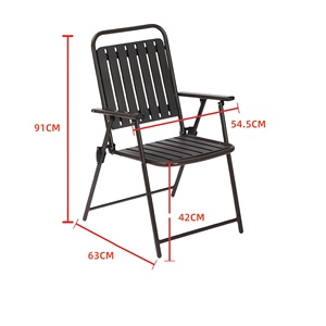 Silla Plegable de Acero para Exteriores con Reposabrazos, Asiento Resistente para Patio, Silla Plegable con Marco de Acero Ligero para Jardín - Product Image 4