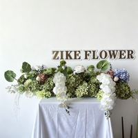 Vente en gros de compositions florales artificielles de luxe vintage, centre de table de mariage, décoration en soie avec calla, rose et delphinium