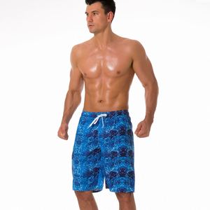 Shorts de bain longs pour hommes en polyester à 100 % avec poches latérales et cordon de serrage, longueur au-dessus du genou, pour le surf et la plage, vente en gros - Product Image 2