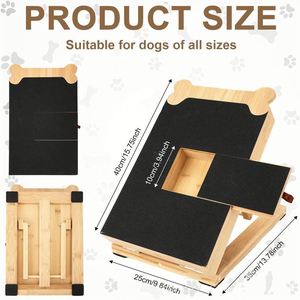 Grattoir à ongles en bois pour chien et distributeur de friandises - Rampe pliable écologique à trois angles réglables pour animaux de compagnie et soin des griffes - Product Image 4