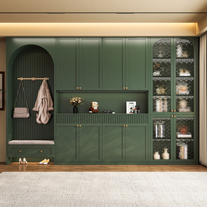 <span class=keywords><strong>Mueble</strong></span> Zapatero de Estilo Francés Tradicional Moderno para Sala de Estar, Almacenamiento Modular Personalizado para Toda la Casa con Puertas Tejidas de <span class=keywords><strong>Ratán</strong></span> Integradas - Product Image 2