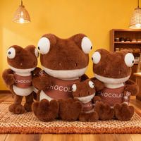 Peluche grenouille mignonne en peluche, poupée aux grands yeux, douce, couleur chocolat, pour la vente en gros aux détaillants de cadeaux et la revente