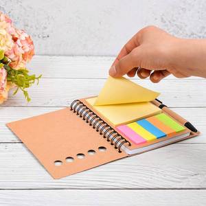Custom Printed Paper Note Book Mini Small Notebook Spiral Eco Memo Sticky Notes Flag Kraft <b>Notepads</b> With Pen and Sticky Note - Product Image 5