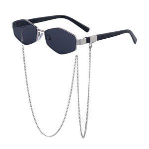 Lunettes de soleil polygonales pour femmes Sl 98461, monture en plastique noir et métal, verres PC, protection UV400, style extérieur - Product Image 2