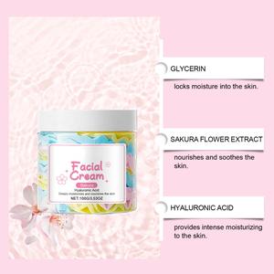 Crème au beurre à l'acide hyaluronique Sakura Hydrate Éclaircit Apaise les irritations pour tous les types de peau Quotidien Matin Soir 100g - Product Image 3