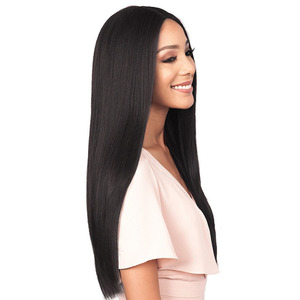 Perruque africaine populaire pour femme, couvrante, noire, longue et droite, avec raie au milieu, naturelle, volumineuse, pouvant être permanentée et teinte - Product Image 3