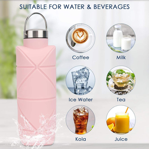 Food Grade 700 ML Silicone <b>Collapsible</b> <b>Water</b> <b>Bottle</b> Portable Sport <b>Water</b> <b>Bottle</b> Silicone <b>Water</b> <b>Bottle</b> With Lid for Travel - Product Image 6