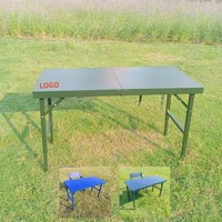 Table de camping portable verte de 1,2 m, pliable, tactique, pour réunion, bureau, plastique moderne, ferme, cuisine, rectangulaire