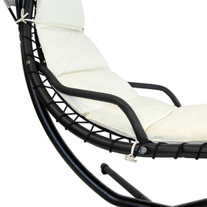 Porch Helicopter Canopy Lounger <b>Swing</b> Chaise Chair Cushions Iron Frame & Polyester Fabric Modern Design - Product Image 3