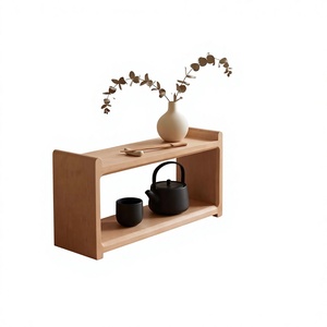 Modern Minimalist Wood Double Tier <b>Storage</b> <b>Rack</b> Standing <b>Kitchen</b> Countertop Organizer Durable Lacquer Finish Rectangle Shape - Product Image 6