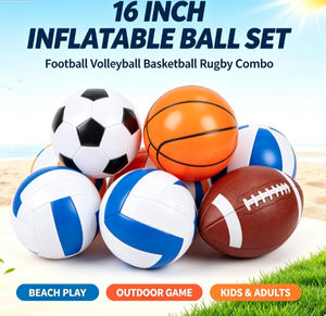 Juego de Pelotas Inflables de PVC para Fútbol, Baloncesto, Voleibol, Béisbol, Fútbol Americano, 16 Pulgadas, Juguetes Deportivos para Niños al Aire Libre, Venta Caliente Transfronteriza - Product Image 1