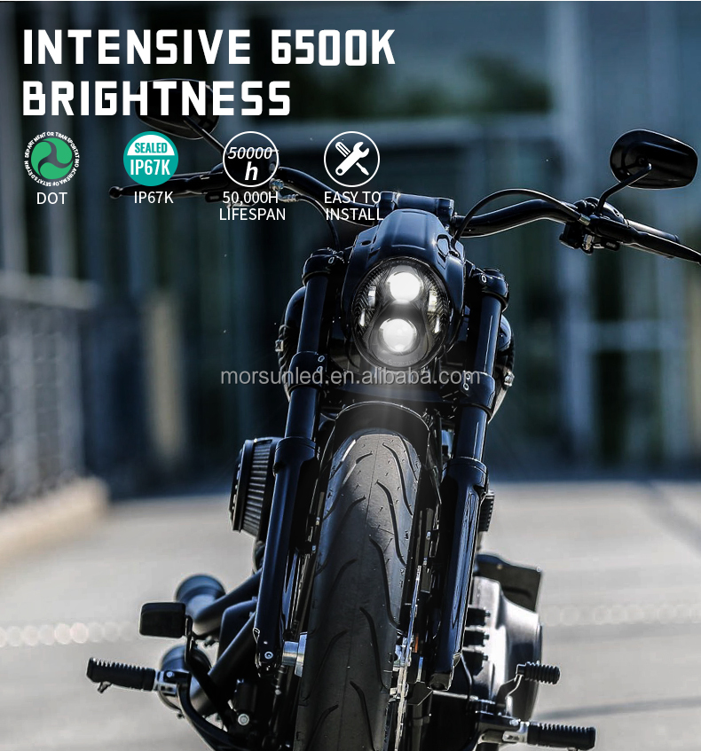 ハーレーダビッドソン用D0T認定LEDヘッドライトブレイクアウト