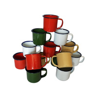 Vente en gros de tasses en émail écologiques de 12 oz (350 ml), émail personnalisé pour tasses, orange, rouge, jaune, bleu, 8 cm, tasses à café en émail pour le camping