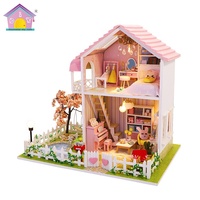 Maison de poupée miniature en bois Hongda, maisons miniatures bon marché, jouets de bricolage