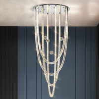 Lustre de luxe à pendentifs longs en cristal pour escalier rotatif, salle à manger, hall à haut plafond, villa duplex, éclairage artistique