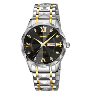 SKMEI 9369 9370 Compra al por Mayor Reloj para Pareja de Acero Inoxidable para Hombre y Mujer con Fecha y Semana - Product Image 3