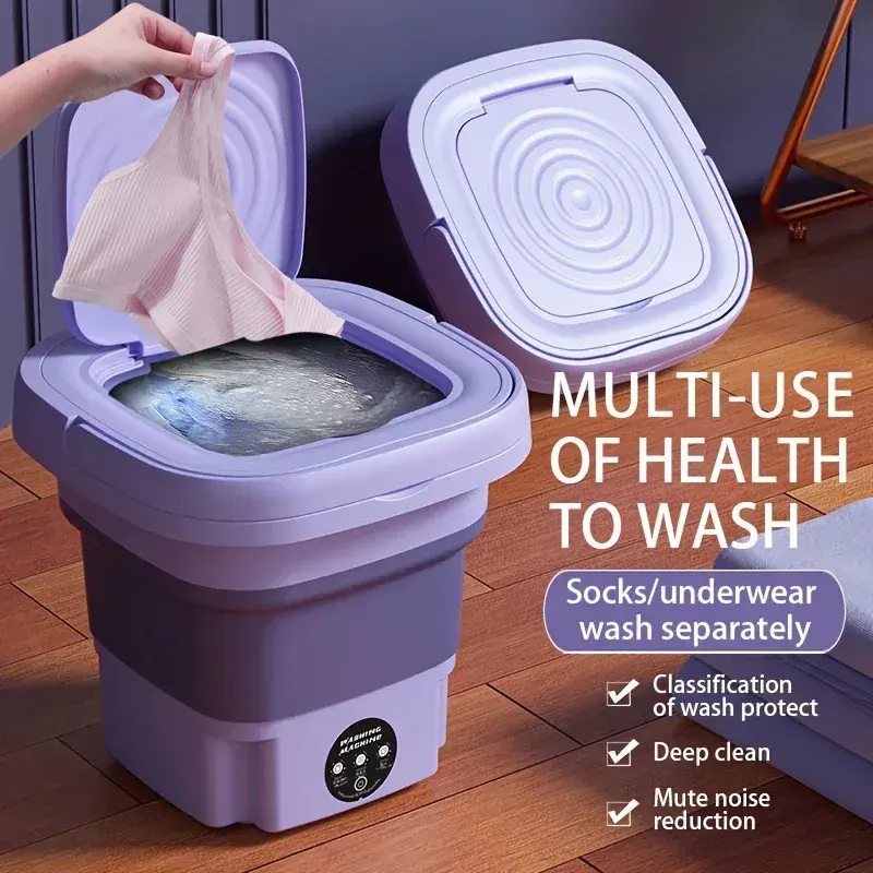 Taşınabilir 8L Mini çamaşır makinesi için katlanabilir wasmachine çamaşır makinesi Waschmaschine bebek giysileri iç çamaşırı sutyen mini lavlav
