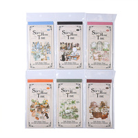 18 Lembar/paket Buku Stiker Die-cut Bahan Ganda Seri Waktu Rumah Lembut Tema Lanskap Rumah