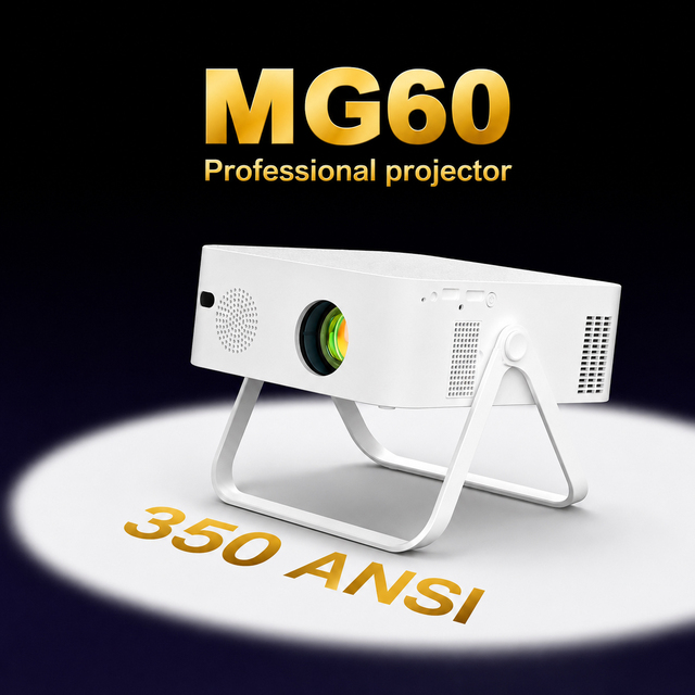 MG60 Smart Projector Native 1080P 4K Decoding Android 14 350 ANSI Lumens Wifi Mini Portable Cinema for Outdoor Movie & Bedroom