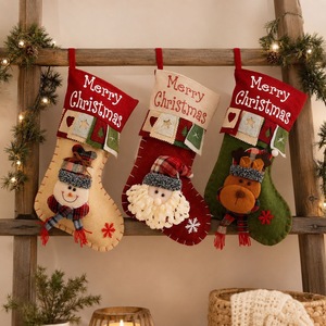 Calza di Natale Grande Transfrontaliera, Lavorata a Maglia 3D con Babbo Natale, Pupazzo di Neve, <span class=keywords><strong>Alce</strong></span>, Sacchetto Regalo a Forma di Mela, Ornamento per Albero di Natale, Prodotto in Cina - Product Image 3